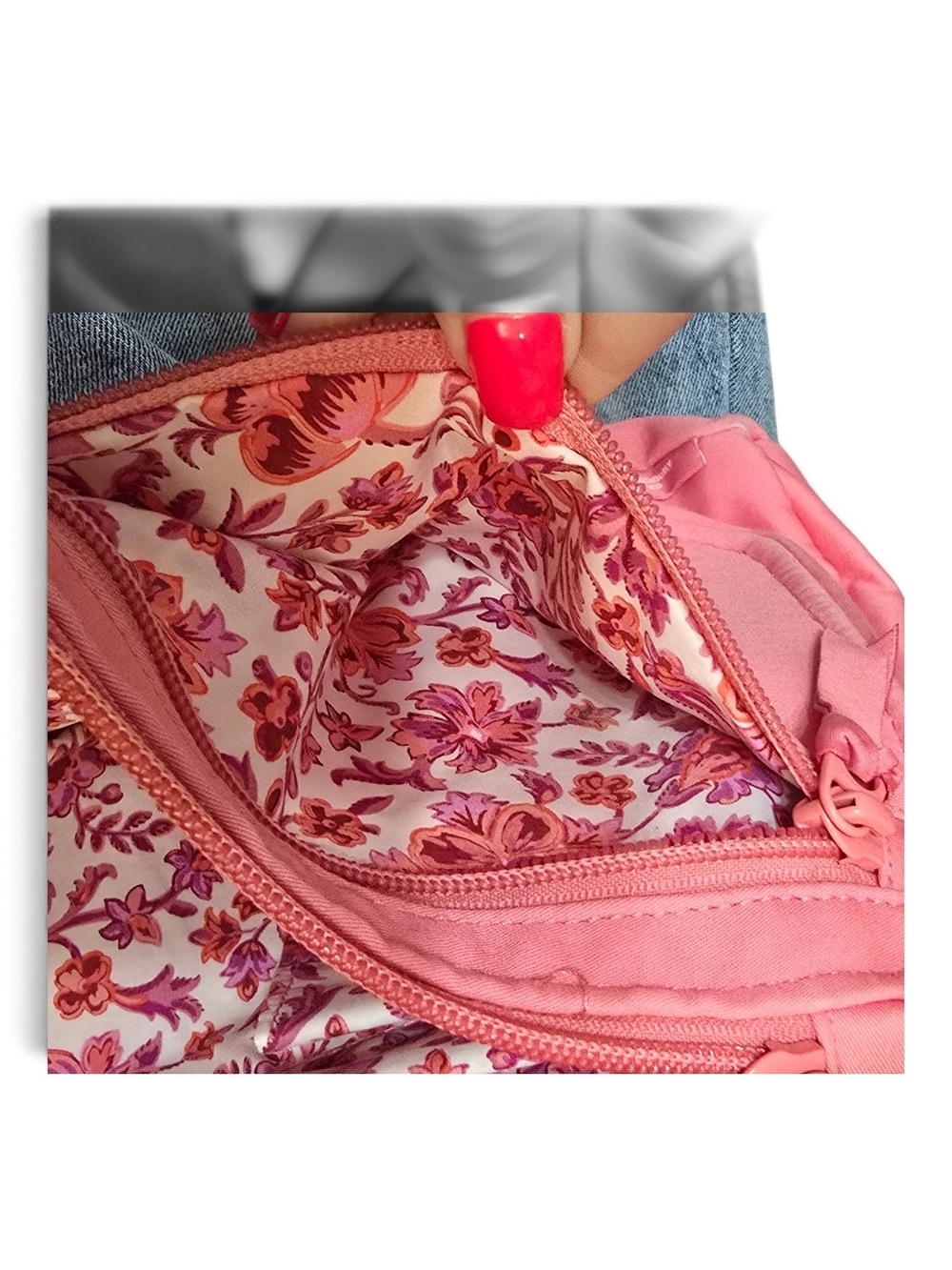 Vera Bradley Rouge Rose Pink Sling Backpack Cotton 9×19 In - Picture 13 of 16